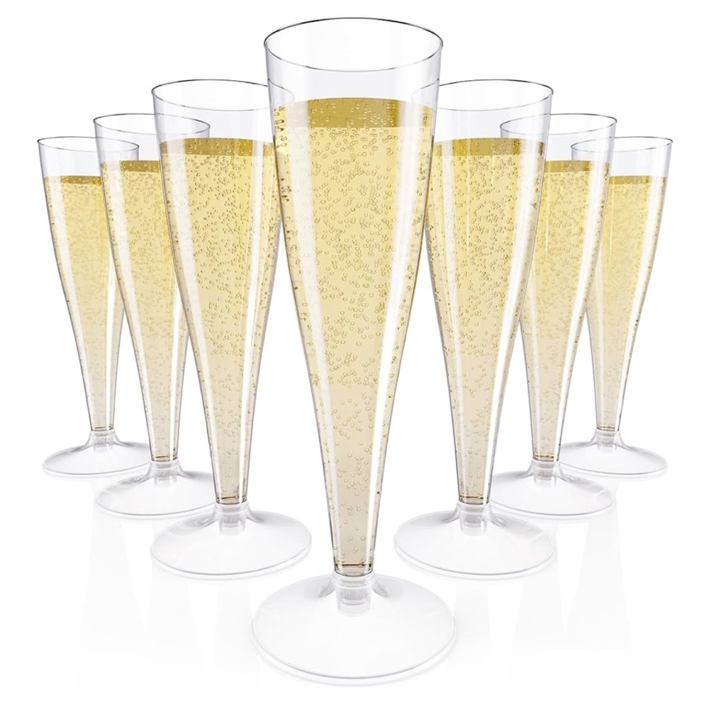 Set of 40 Clear Plastic Champagne Flutes by Jollybee
